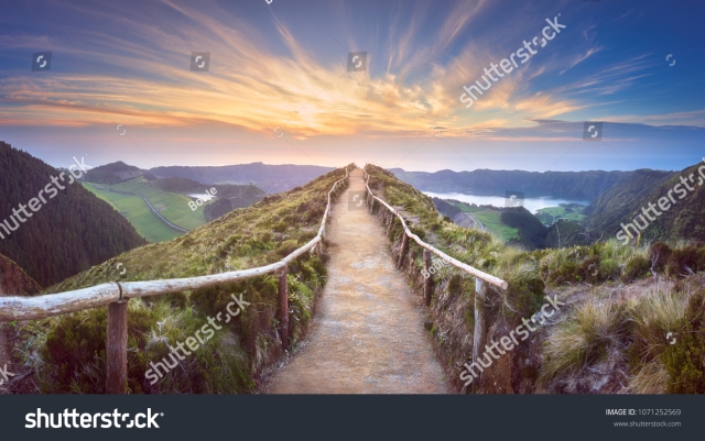 stock-photo-mountain-landscape-with-hiking-trail-and-view-of-beautiful-lakes-ponta-delgada-sao-miguel-island-1071252569